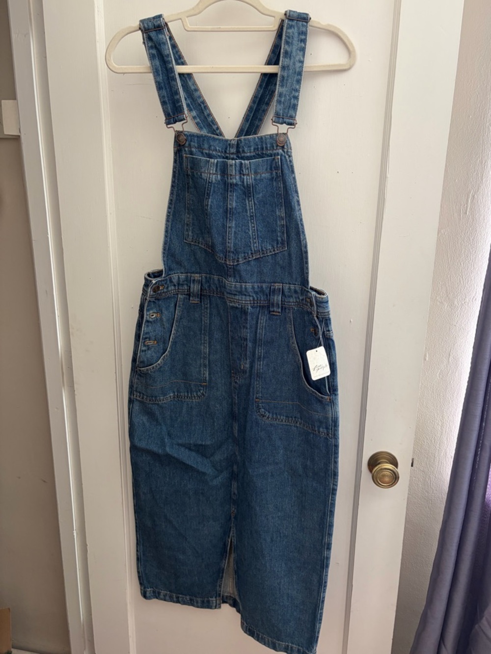 NWT- We The Free by Free people Overall Midi Denim Skirt W/ Slit